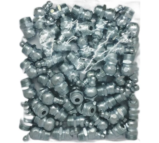 Пресс-масленка MasloSmenka угловая оц. H2 R1/4BSPT, комплект 100 шт., оцинкованная сталь, Европейский стандарт DIN71412, 010210-100