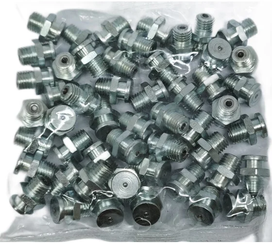 Пресс-масленка плоская оц. М4 10 мм. М8х1, комплект 10 шт., оцинкованная сталь, Европейский стандарт DIN71412, MasloSmenka 010402-10