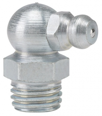 Пресс-масленка угловая H3 M10x1.25, оцинкованная сталь, 010305