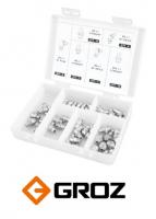 Набор из 44 пресс-масленок GROZ GFT/KIT/M-44 в пластиковом контейнере - М6,М8,М10/прямой,45°,90° (GR43981)