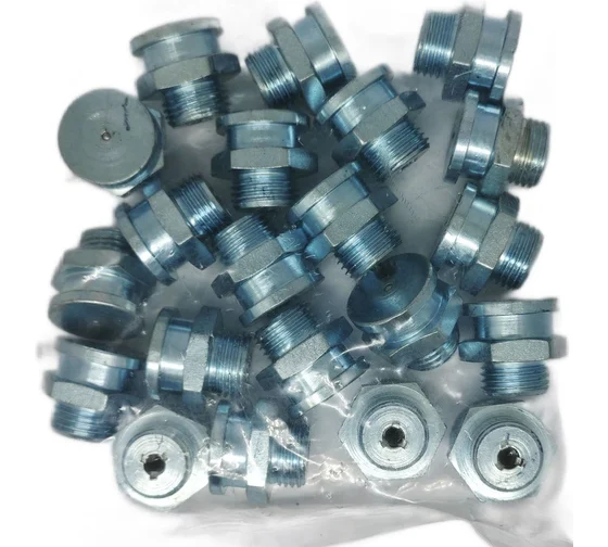 Пресс-масленка плоская оц. М22 22 мм. 16x1,5, комплект 10 шт., Европейский стандарт DIN71412, оцинкованная сталь, MasloSmenka 010601-10