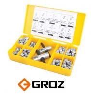 Набор из 99 пресс-масленок и 2 предметов GROZ GFT/ESO/KIT/M-101 в пластиковом контейнере - М6,М8,М10/прямой,45°,90° (GR43978)