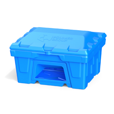 Ящик для песка, соли, реагентов и химикатов 250 литров с дозатором (синий)
