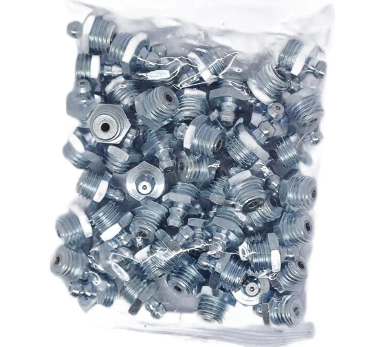 Пресс-масленка MasloSmenka прямая оц. H1 M12x1.25, комплект 100 шт., оцинкованная сталь, Европейский стандарт DIN71412, 010114-100