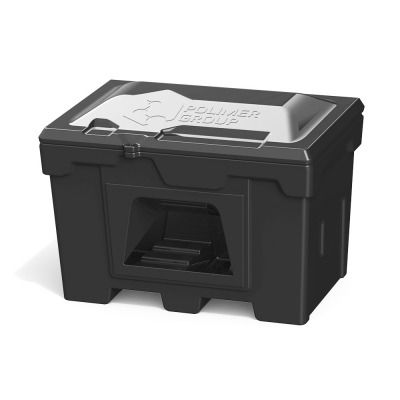 Ящик для песка, соли, реагентов и химикатов 500 литров с дозатором (черный)