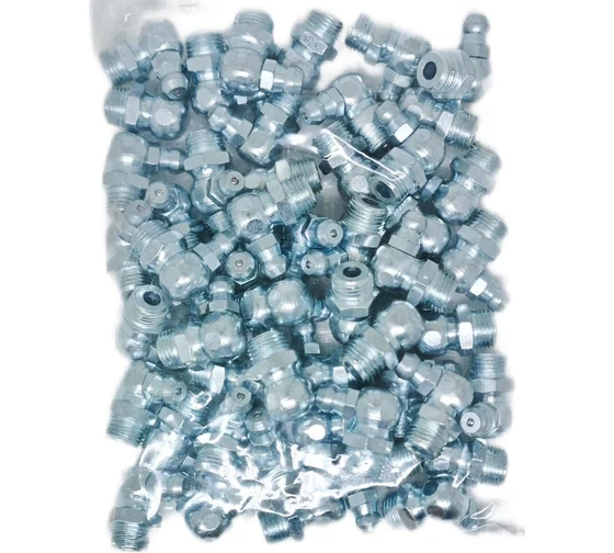 Пресс-масленка MasloSmenka угловая оц. H3 R1/8NPT, комплект 100 шт., оцинкованная сталь, Европейский стандарт DIN71412, 010314-100