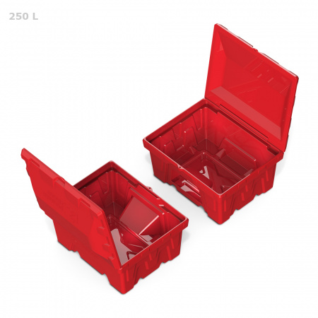 Ящик для песка, соли, реагентов и химикатов 250 литров с дозатором (синий)