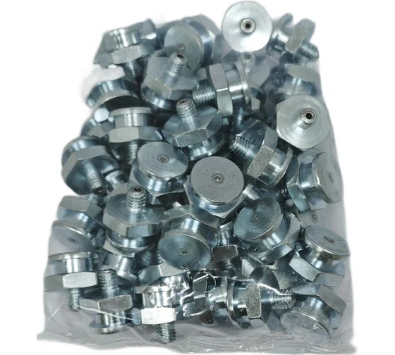 Пресс-масленка плоская оц. М1 16 мм. М6х1, комплект 10 шт., оцинкованная сталь, Европейский стандарт DIN71412, MasloSmenka 010501-10