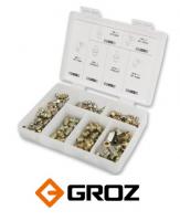 Набор из 80 пресс-масленок GROZ GFT/KIT/M-80 в пластиковом контейнере - М6,М8,М10/прямой,90° (GR43973)