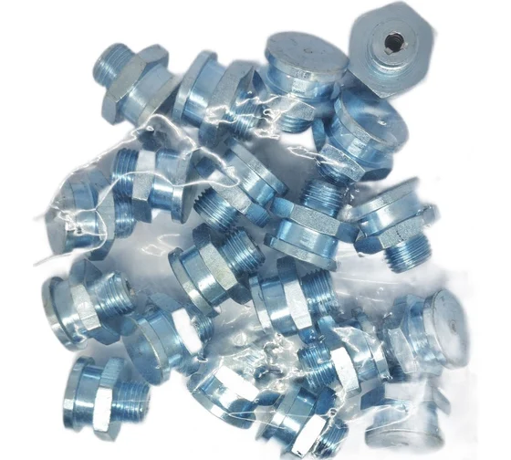 Пресс-масленка плоская оц. М22 22 мм. G1/4''BSPP, комплект 10 шт., оцинкованная сталь, Европейский стандарт DIN71412, MasloSmenka 010602-10