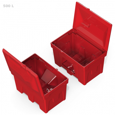 Ящик для песка, соли, реагентов и химикатов 500 литров с дозатором (черный)