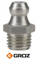 Пресс-маслёнка прямая H1 М8х1, нержавеющая сталь, GROZ GFT/SS/8/1 (GR46633)