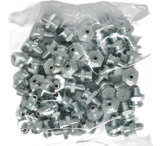 Пресс-масленка плоская оц. М4 10 мм. М6х1, комплект 10 шт., оцинкованная сталь, Европейский стандарт DIN71412, MasloSmenka 010401-10