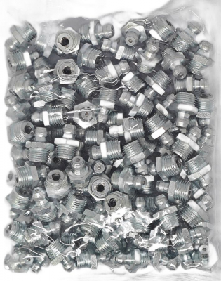Пресс-масленка прямая оц. H1 R1/8"BSPT, комплект 100 шт., оцинкованная сталь, Европейский стандарт DIN71412, MasloSmenka 010108-100