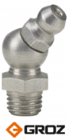 Пресс-маслёнка угловая 45° H2 М8х1, нержавеющая сталь, GROZ GFT/SS/8/1/45 (GR46634)