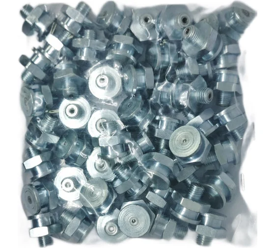 Пресс-масленка плоская оц. М1 16 мм. М8х1, комплект 10 шт., оцинкованная сталь, Европейский стандарт DIN71412, MasloSmenka 010502-10