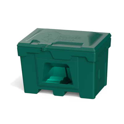 Ящик для песка, соли, реагентов и химикатов 500 литров с дозатором (зеленый)