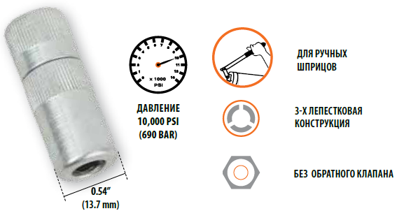 Профессиональная тонкая 3-х лепестковая насадка HC/19/3/B для ручных шприцев (GR43590)