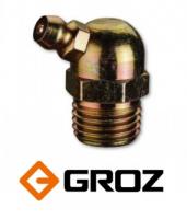Пресс-маслёнка угловая 45° H2 1/8", оцинкованная сталь, GROZ GFT/R/1-8/28/45 (GR46114)