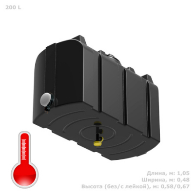 Бак для душа серии «R» 200 литров с подогревом (черный)
