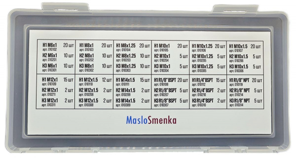 Набор пресс-масленок GN-KIT-36-346 (36 типов / 346 предметов), 012008