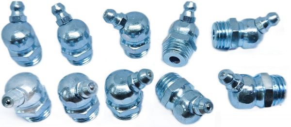 Пресс-масленка угловая H2 R1/4"NPT, оцинкованная сталь, 010216