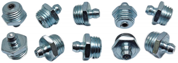 Пресс-масленка MasloSmenka прямая, H1 R 1/4" NPT, оцинкованная сталь, 010121