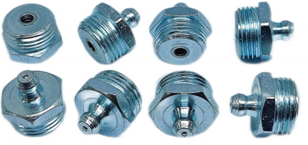 Пресс-масленка MasloSmenka прямая, H1 R 3/8" BSPT, комплект 10 шт, оцинкованная сталь, Европейский стандарт DIN71412 010120-10