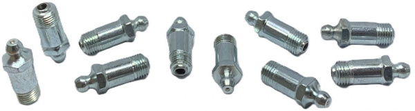 Пресс-масленка MasloSmenka прямая, H1 M10x1 L-30мм, оцинкованная сталь, 010128