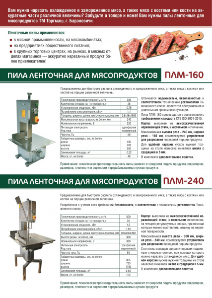 Пила ленточная для мясопродуктов ПЛМ-160 (300 кг/ч, 220В)