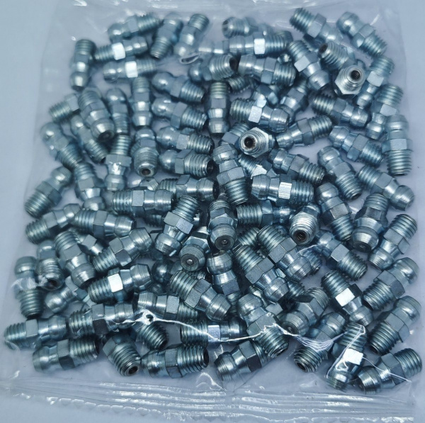 Пресс-масленка MasloSmenka прямая, H1 G 1/4" UNF, оцинкованная сталь, 010122