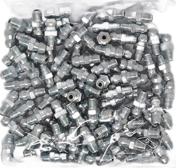 Пресс-масленка прямая оц. H1 M6x0,75, комплект 100 шт., оцинкованная сталь, Европейский стандарт DIN71412, MasloSmenka 010101-100