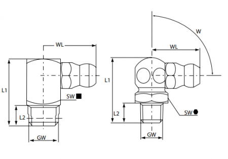 Пресс-масленка угловая H3 M10x1, оцинкованная сталь, 010304
