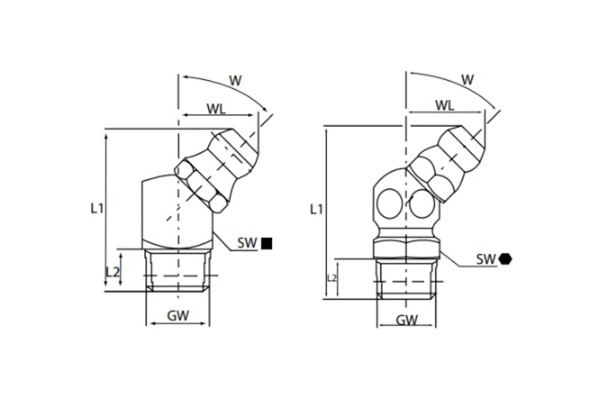 Пресс-масленка MasloSmenka угловая, H2 M12x1,25, комплект 10 шт., оцинкованная сталь, Европейский стандарт DIN71412 010212-10