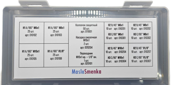 Набор пресс-масленок GN-KIT-15-233 (15 типов / 233 предмета), 012003