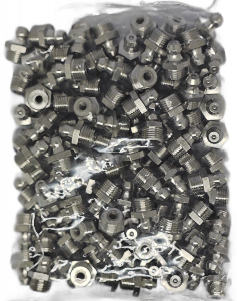 Пресс-масленка прямая нерж. H1 R1/8"BSPT, комплект 100 шт.,нержавеющая сталь AISI304, Европейский стандарт DIN71412, MasloSmenka 010704-100