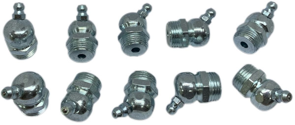Пресс-масленка угловая H2 R3/8" BSPT, оцинкованная сталь, 010215