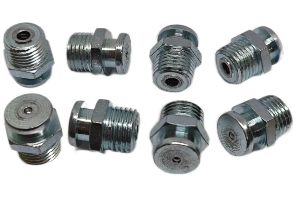 Пресс-масленка плоская оц. М4 10 мм. М10х1, комплект 10 шт., оцинкованная сталь, Европейский стандарт DIN71412, MasloSmenka 010403-10